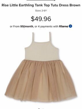Rise Little Earthling Tank Top Tutu Dress Brown 4T
